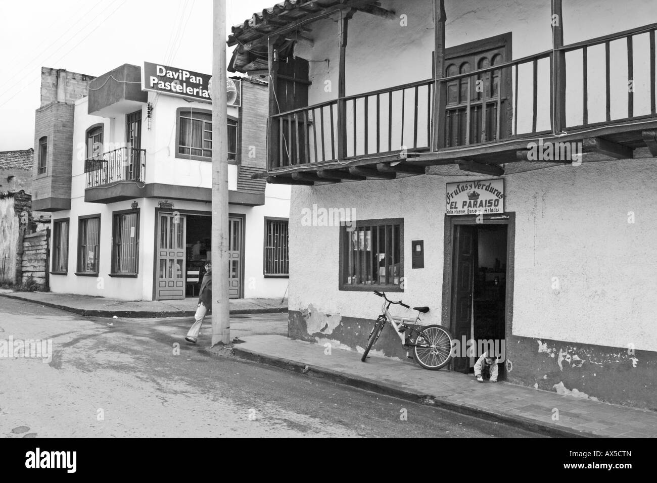 Strada coloniale in Soracá, Boyacá, Colombia, Sud America Foto Stock