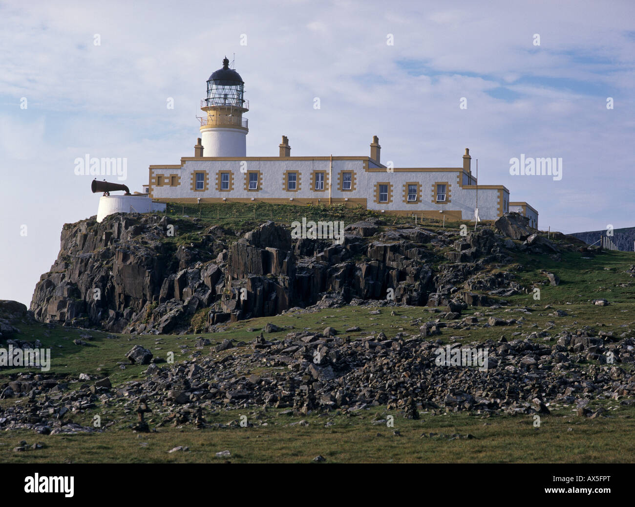 Faro, Neist Point, Isola di Skye in Scozia, Regno Unito, Europa Foto Stock