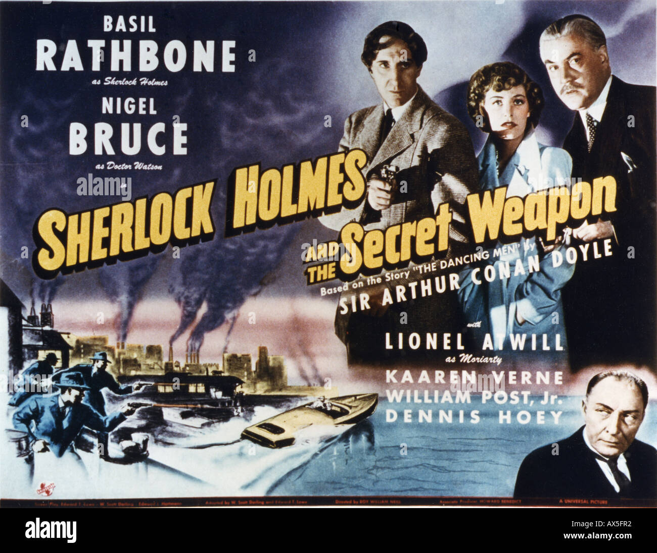 SHERLOCK HOLMES E L ARMA SEGRETA poster per 1942 film universale Foto Stock