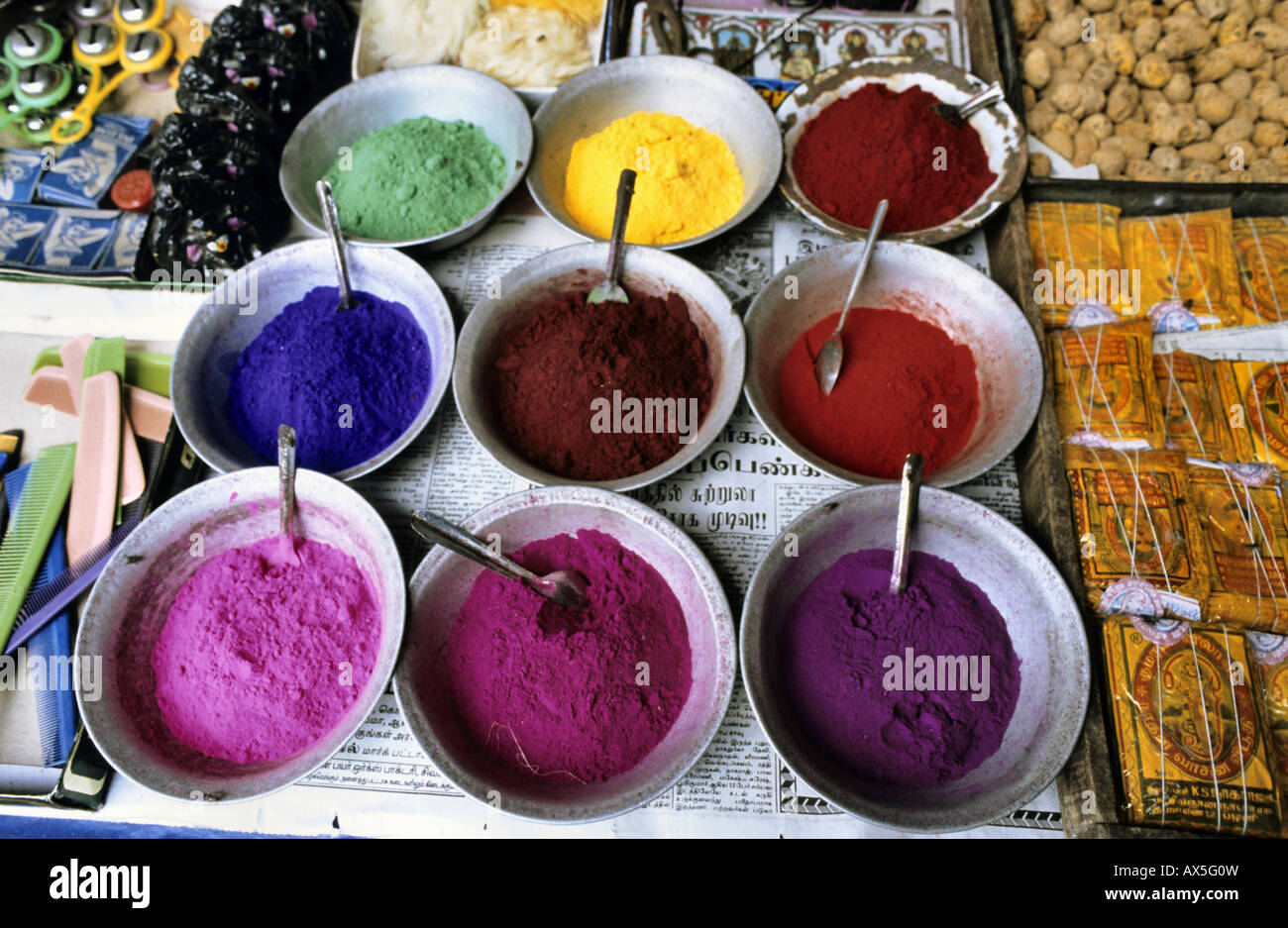 Tinti henna polvere, India Foto Stock
