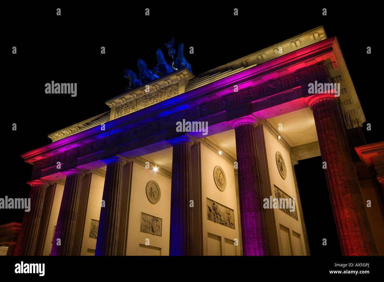 La porta di Brandeburgo, la festa delle luci 2007, Berlino, Germania Foto Stock