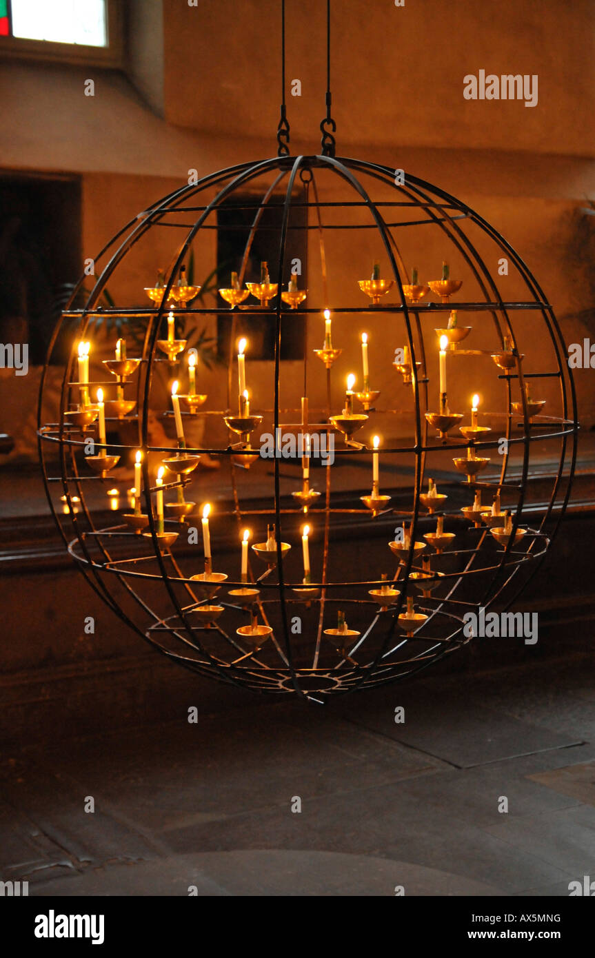 Ciotola a candela, Cattedrale di Storkyrkan, interni, Gamla Stan, Stoccolma, Svezia, Scandinavia, Europa Foto Stock