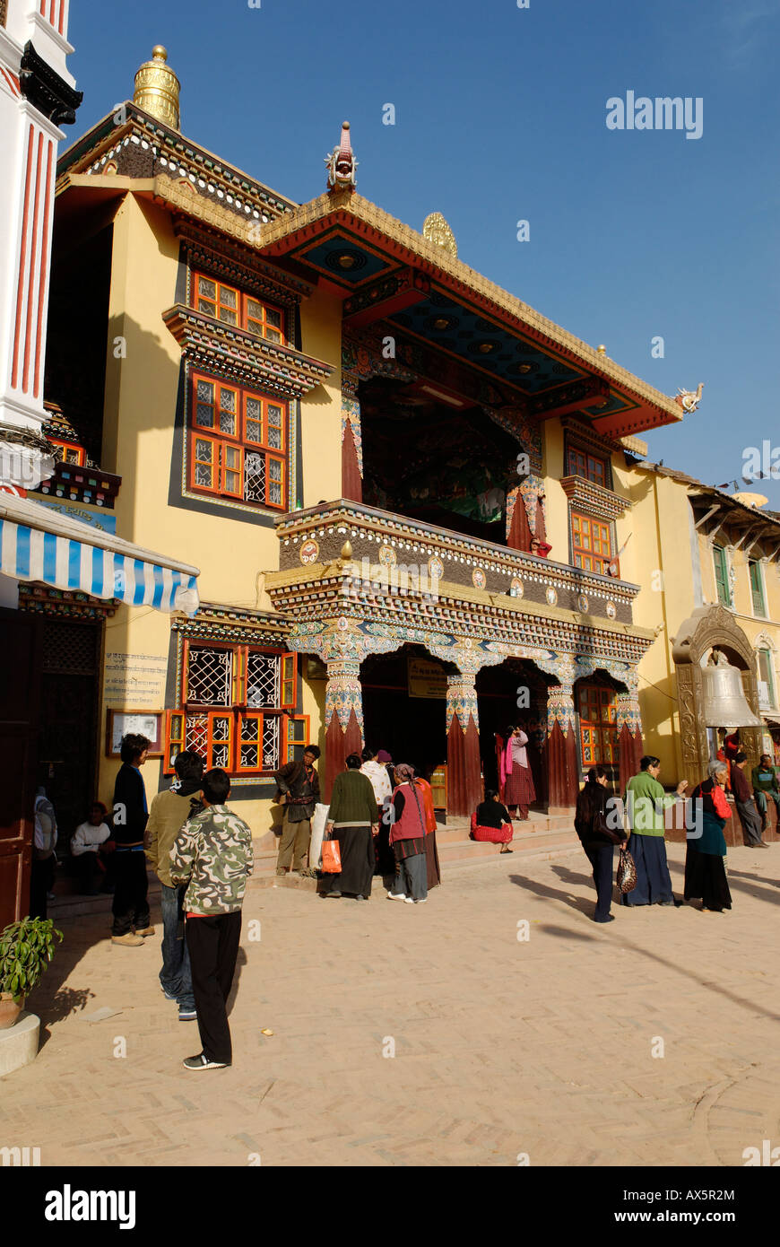 Stupa buddisti di Bodhnath (Boudha), Kathmandu, Nepal Foto Stock