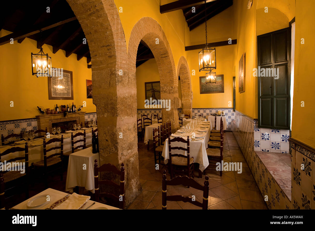 Il ristorante La Almazara de Carmona in Carmona, Andalusia, Spagna, Europa Foto Stock