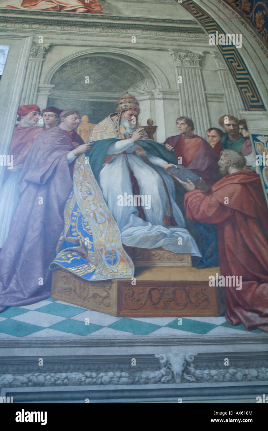 Affresco del papa Gregorio IXX Foto Stock