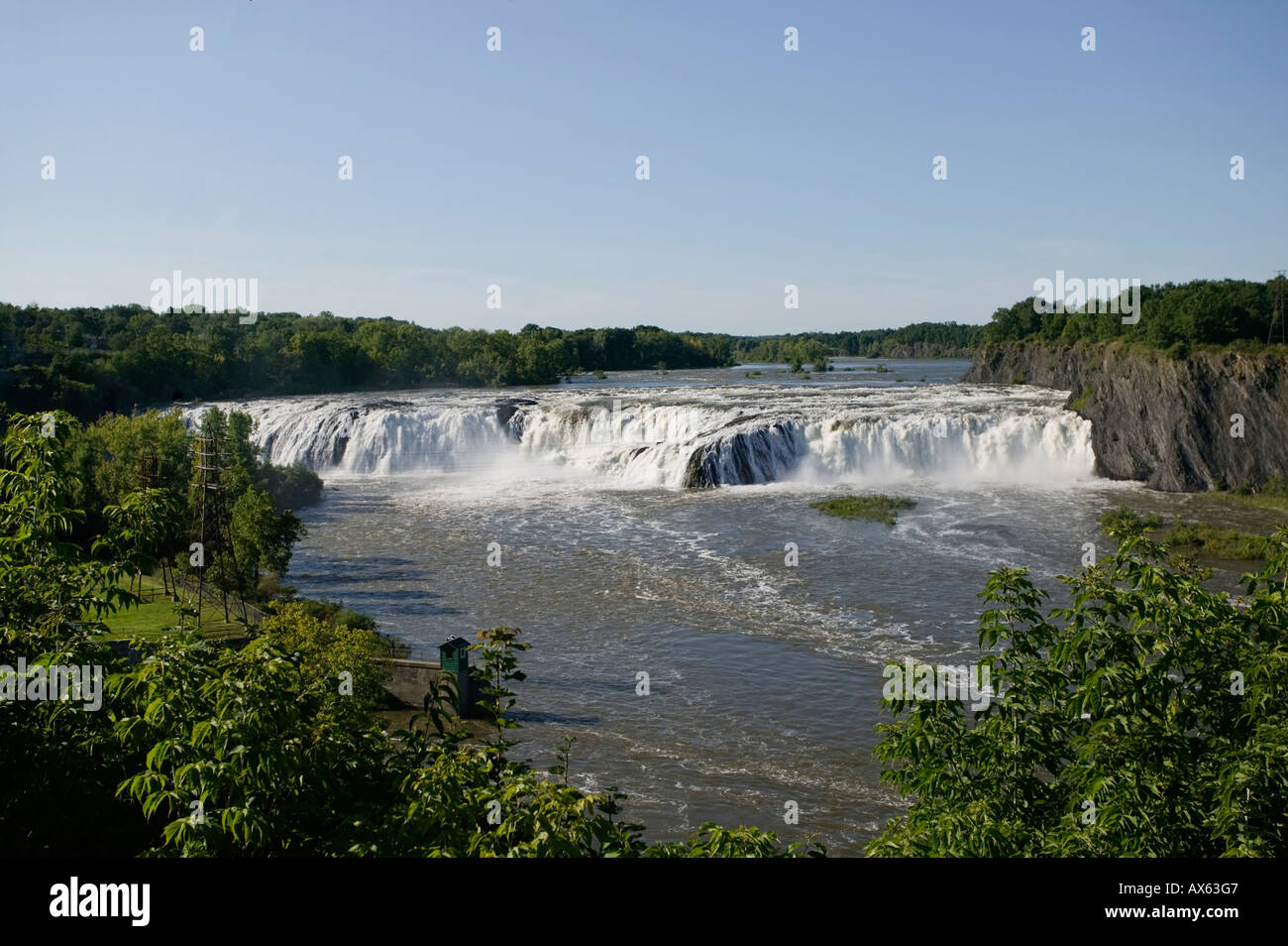 Mighty Cohoes Falls sul fiume Mohawk contea Albany New York Foto Stock