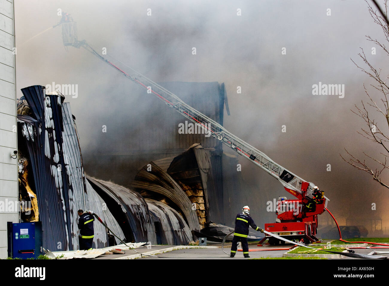 Incendio in fabbrica incidente Foto Stock