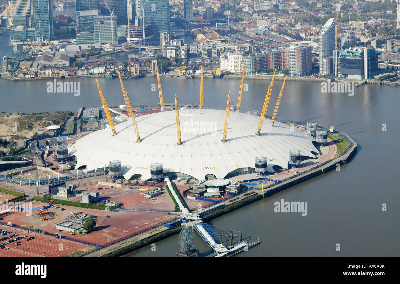 L'Arena O2 Il Millennium Dome vista aerea Foto Stock