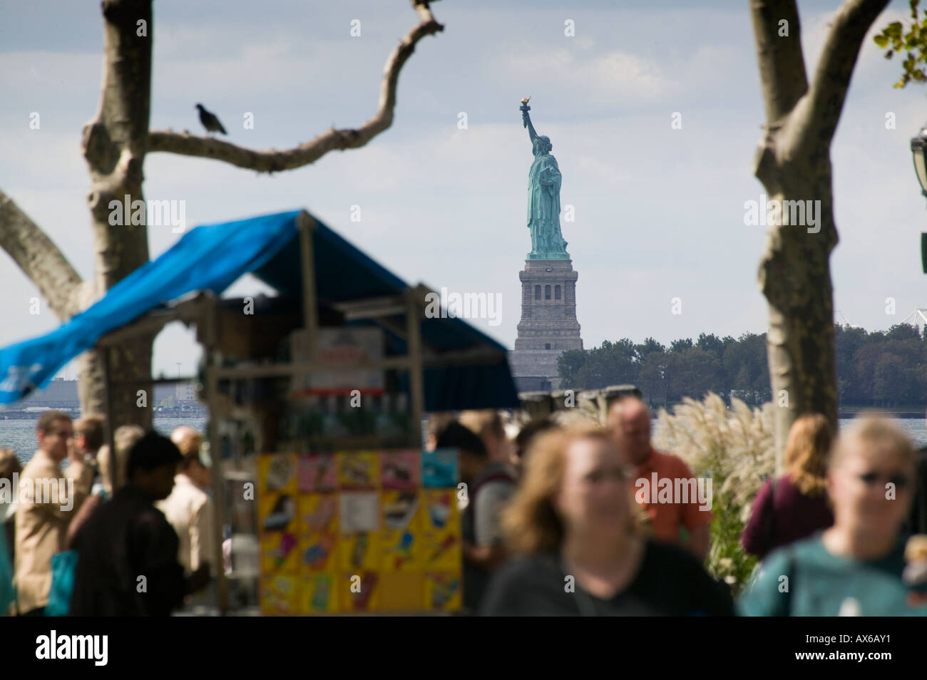 Statua della Libertà da Battery Park Foto Stock