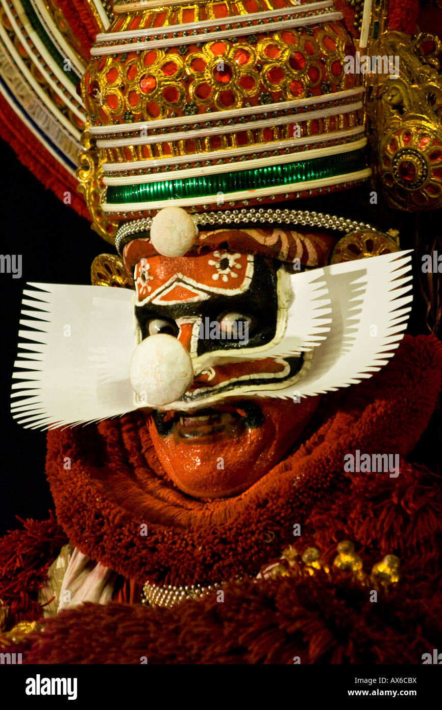 Kathakali performance di danza in Cochin India Foto Stock