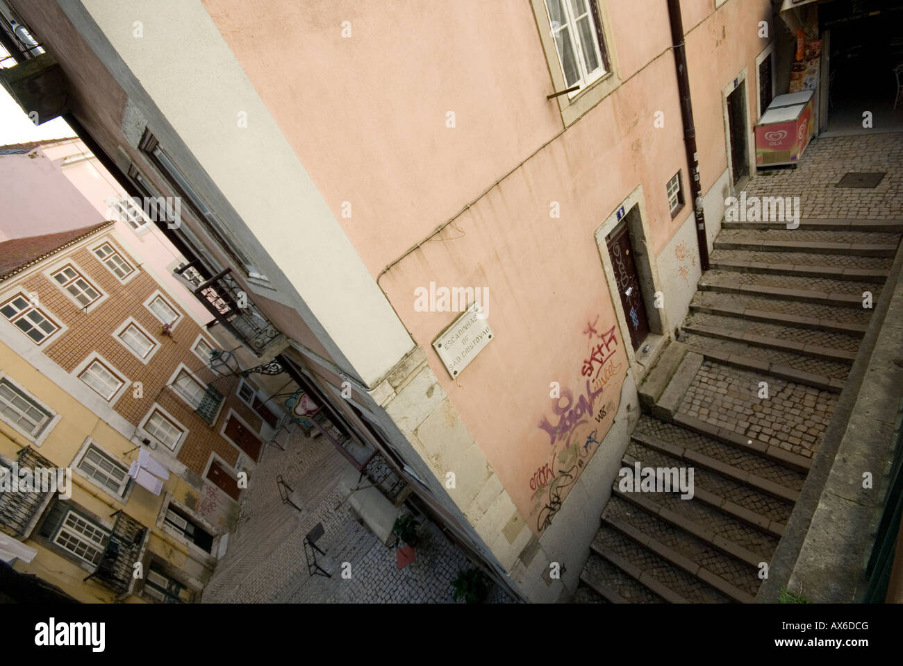 Scale nella città di Lisbona Foto Stock