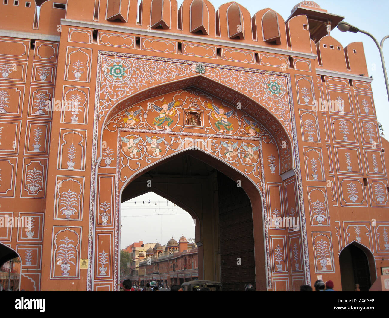 Chandpol porta della città rosa di Jaipur Foto Stock