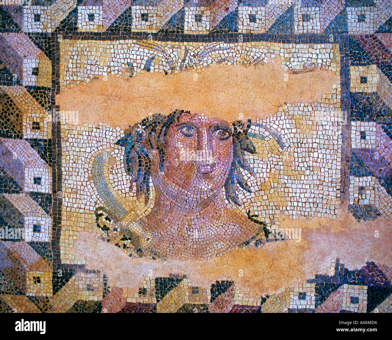 CY - PAPHOS: mosaico presso la casa di Dionysos (Busto di estate) Foto Stock