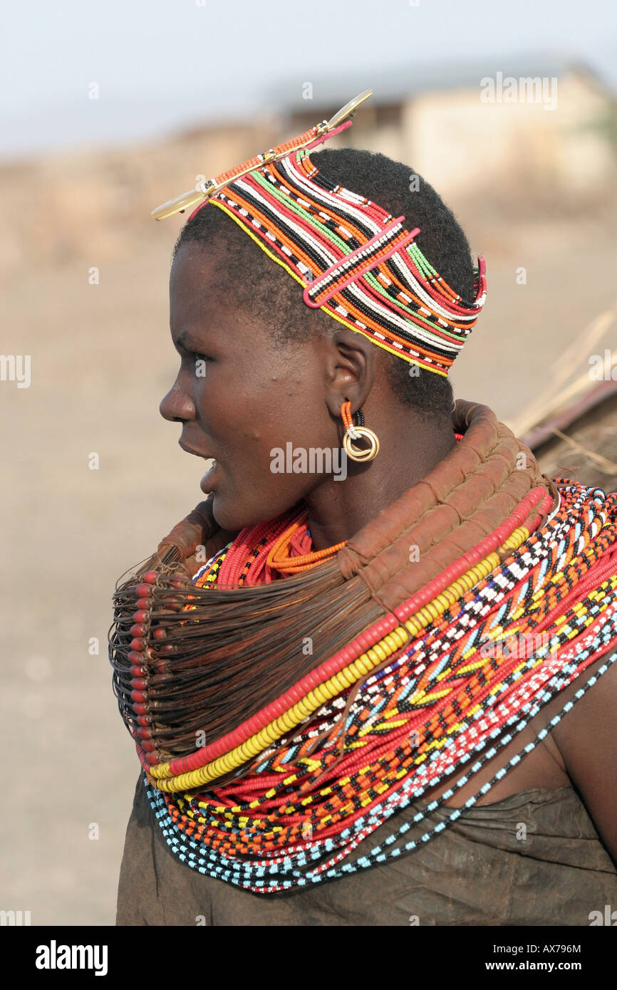 Tribù Rendille donna Turkana in Kenya Africa Foto Stock