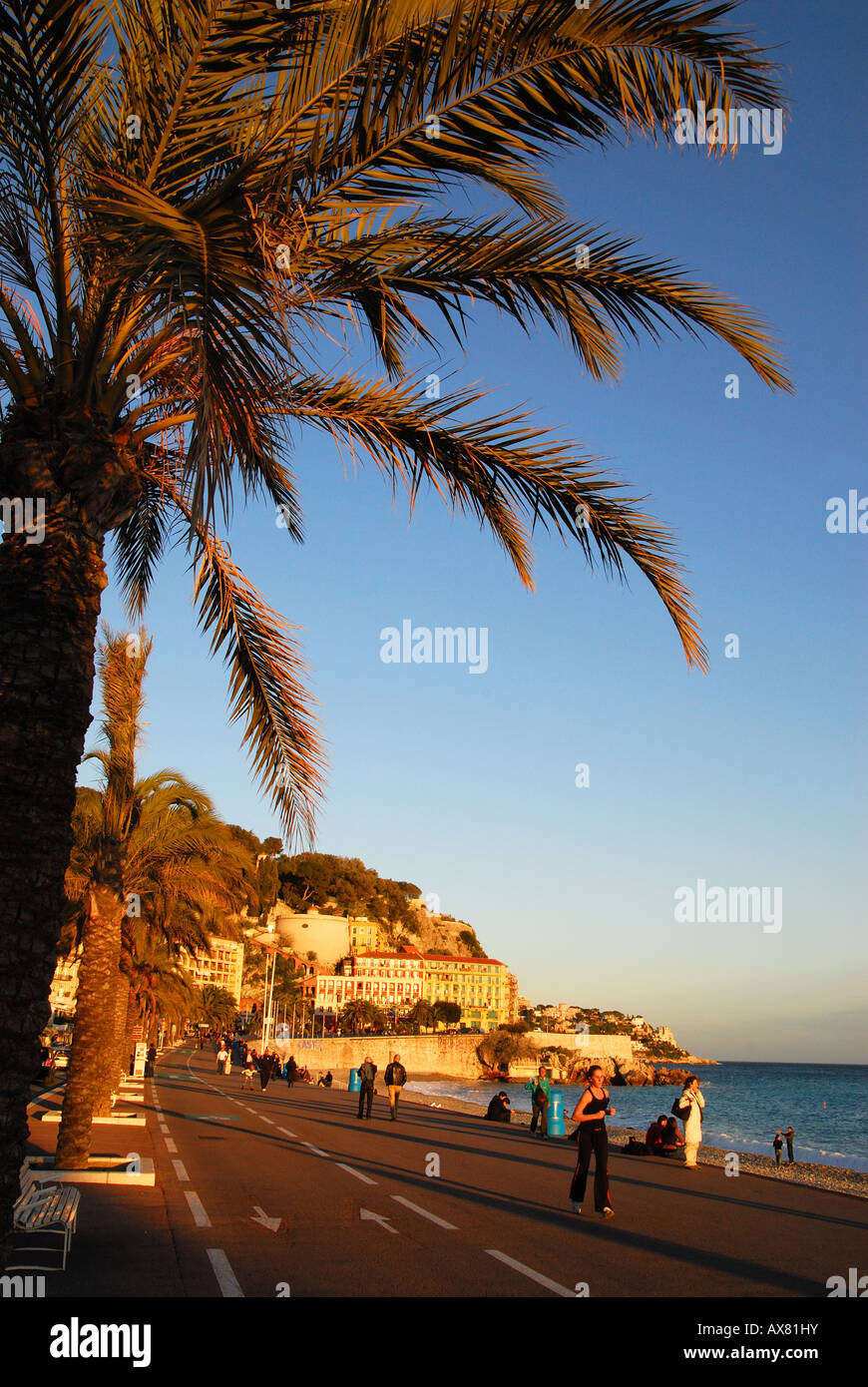Promenade des Anglais, Nizza Costa Azzurra Foto Stock