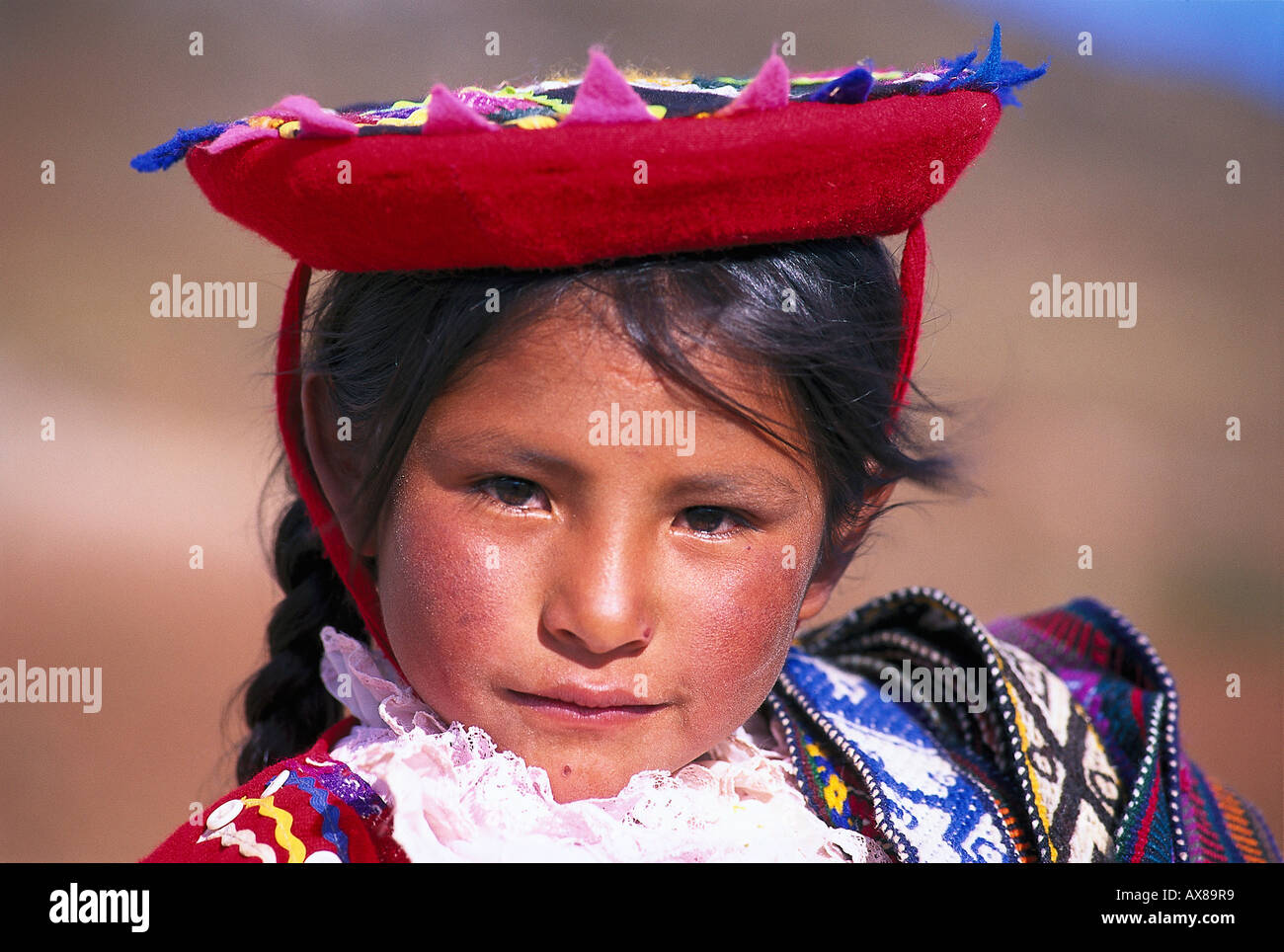 Indiomaedchen, Perù Foto Stock