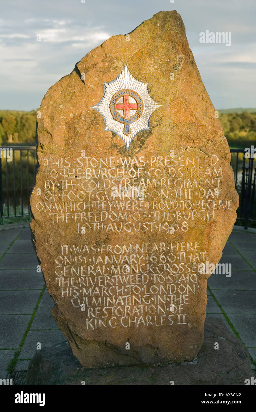 Lapide alla Guardie Coldstream a Coldstream, Scottish Borders, Scozia Foto Stock