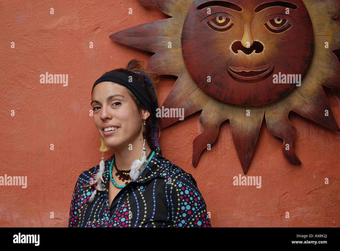 Nativi Americani e Donna scultura di Sun Foto Stock