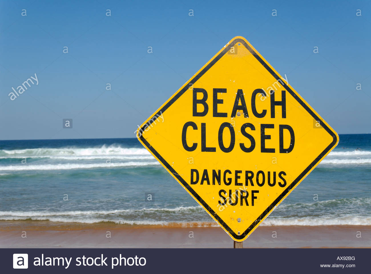 Cartello Giallo Su North Narrabeen Beach A Sydney Spiaggia