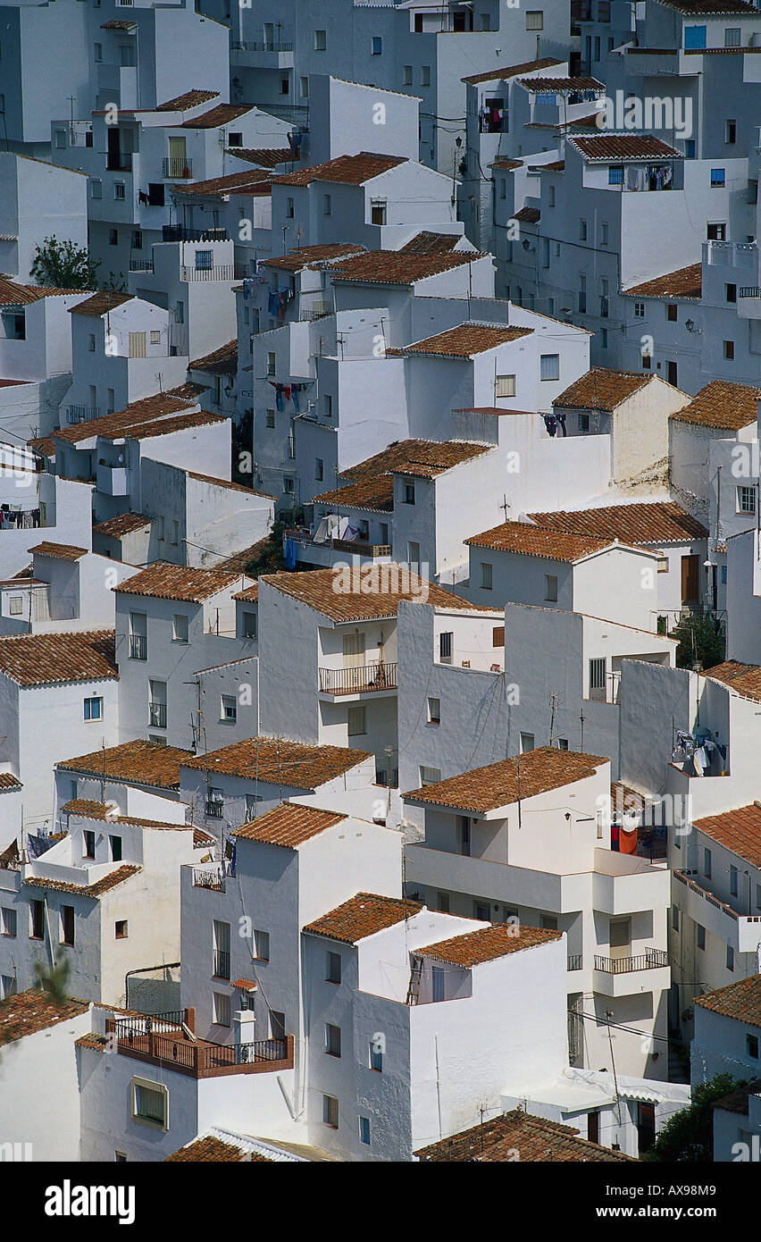 Weisse Haeuser, Dachlandschaft, Casares, Provinz Malaga, Andalusien Spanien Foto Stock