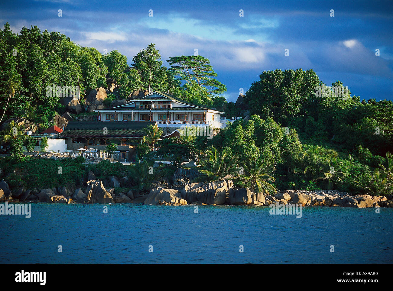 Hotel L'oceano, Anse Patate La Digue, Seychellen Foto Stock