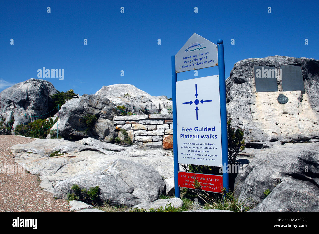 Il punto di incontro per libera guidata passeggiate altopiano di table mountain national park cape town Western Cape Province sud africa Foto Stock