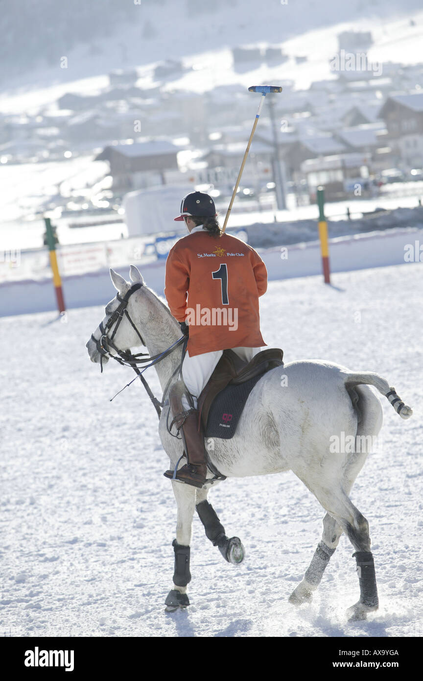Polo sulla neve, torneo internazionale di Livigno, Italia Foto Stock
