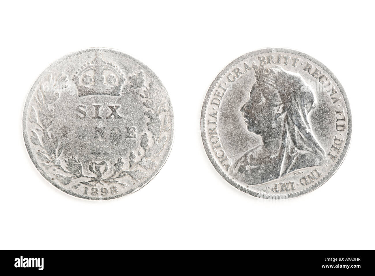 British Sixpence moneta (1898) Foto Stock