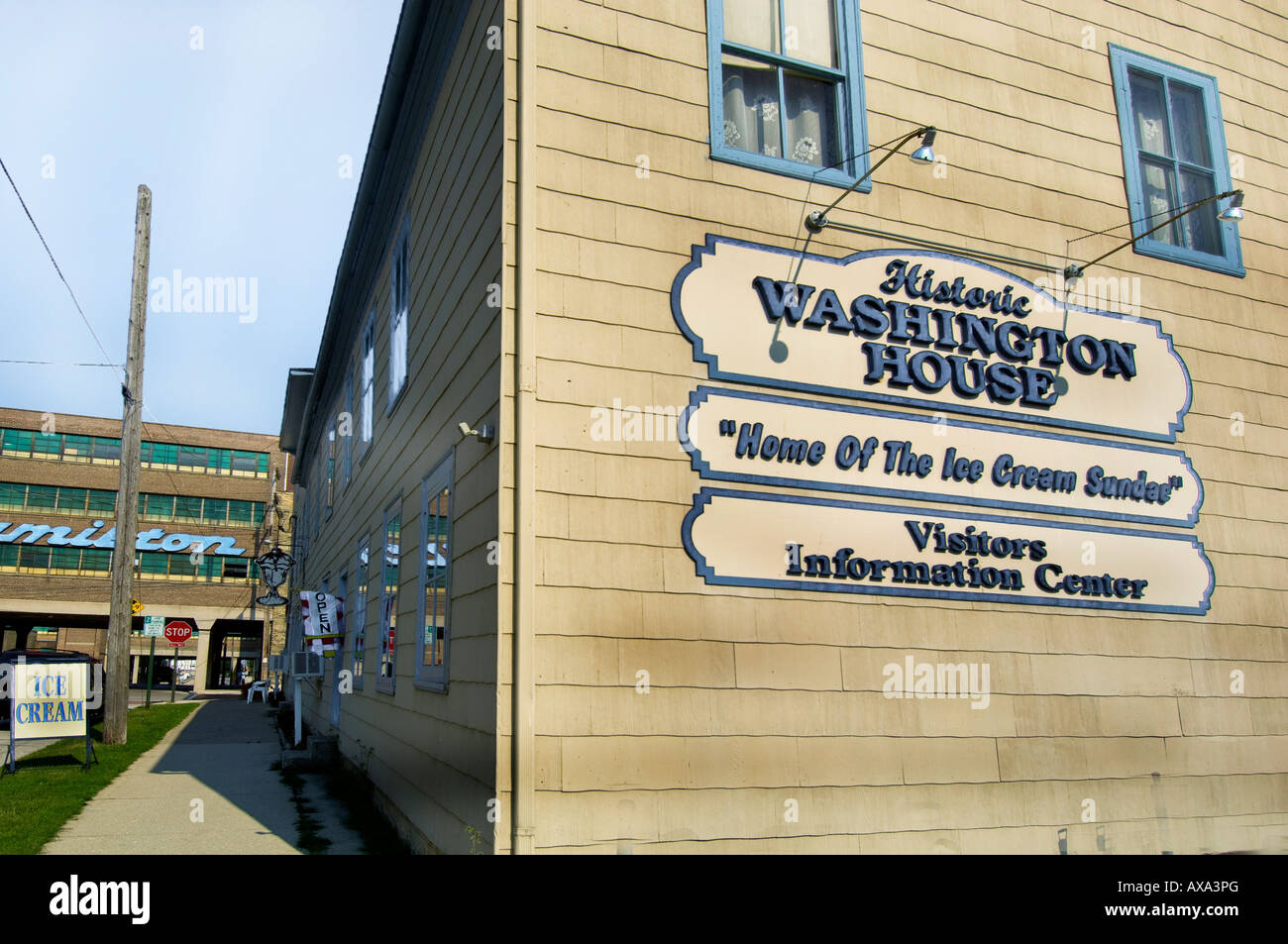 Casa di Washington in due fiumi Wisconsin è una gelateria, museo, centro visitatori e 'Casa del primo gelato Gelato" Foto Stock