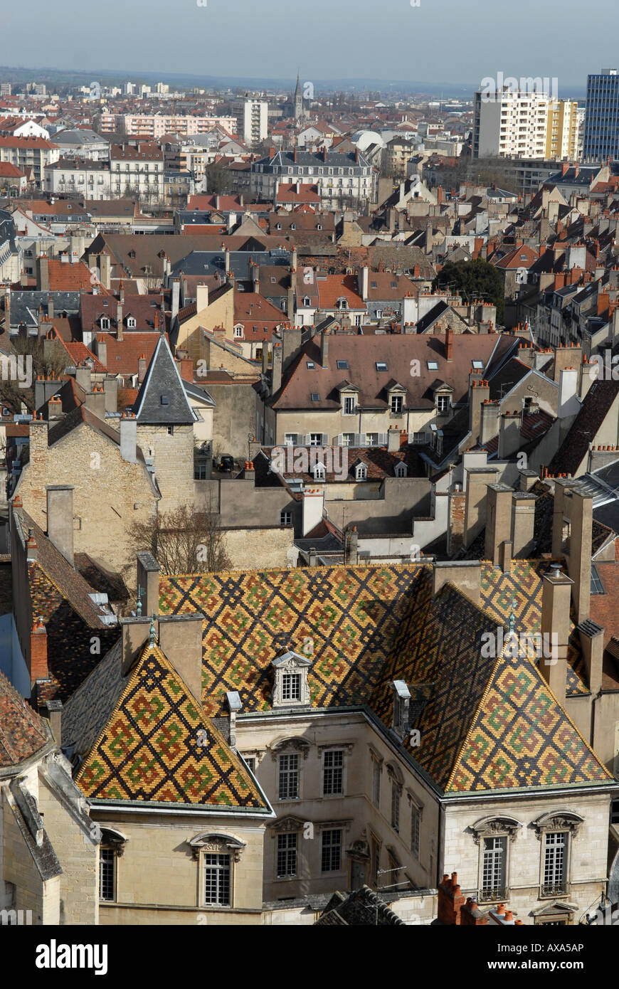 Una classica piastrella vetrinata tetto in Digione Borgogna Francia Foto Stock