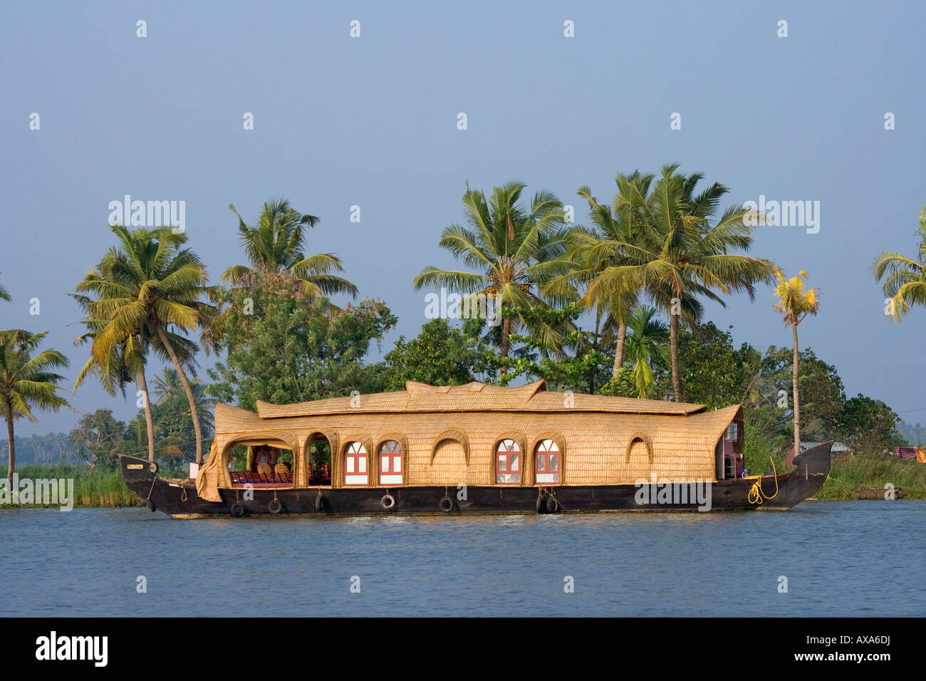 Houseboat sulle lagune del Kerala India Foto Stock