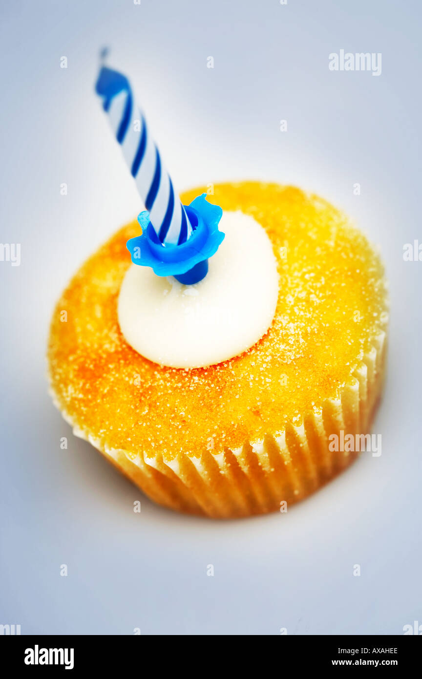 Primo compleanno Cupcake blu candela Foto Stock