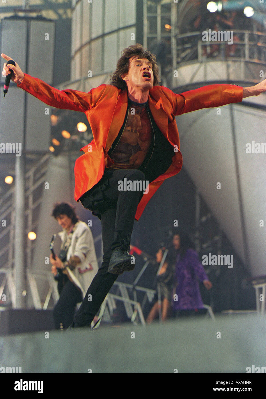 Mick Jagger,( Rolling Stones), (1995 Voodoo Lounge tour), lo Stadio di Wembley a Londra) Foto Stock