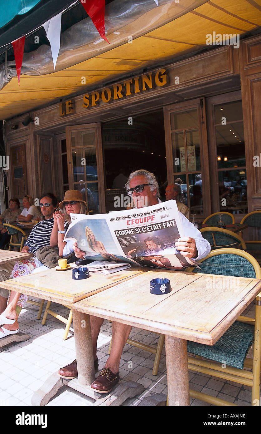 Café, le sportive, Saint Tropez Cote d'Azur, in Francia Foto Stock