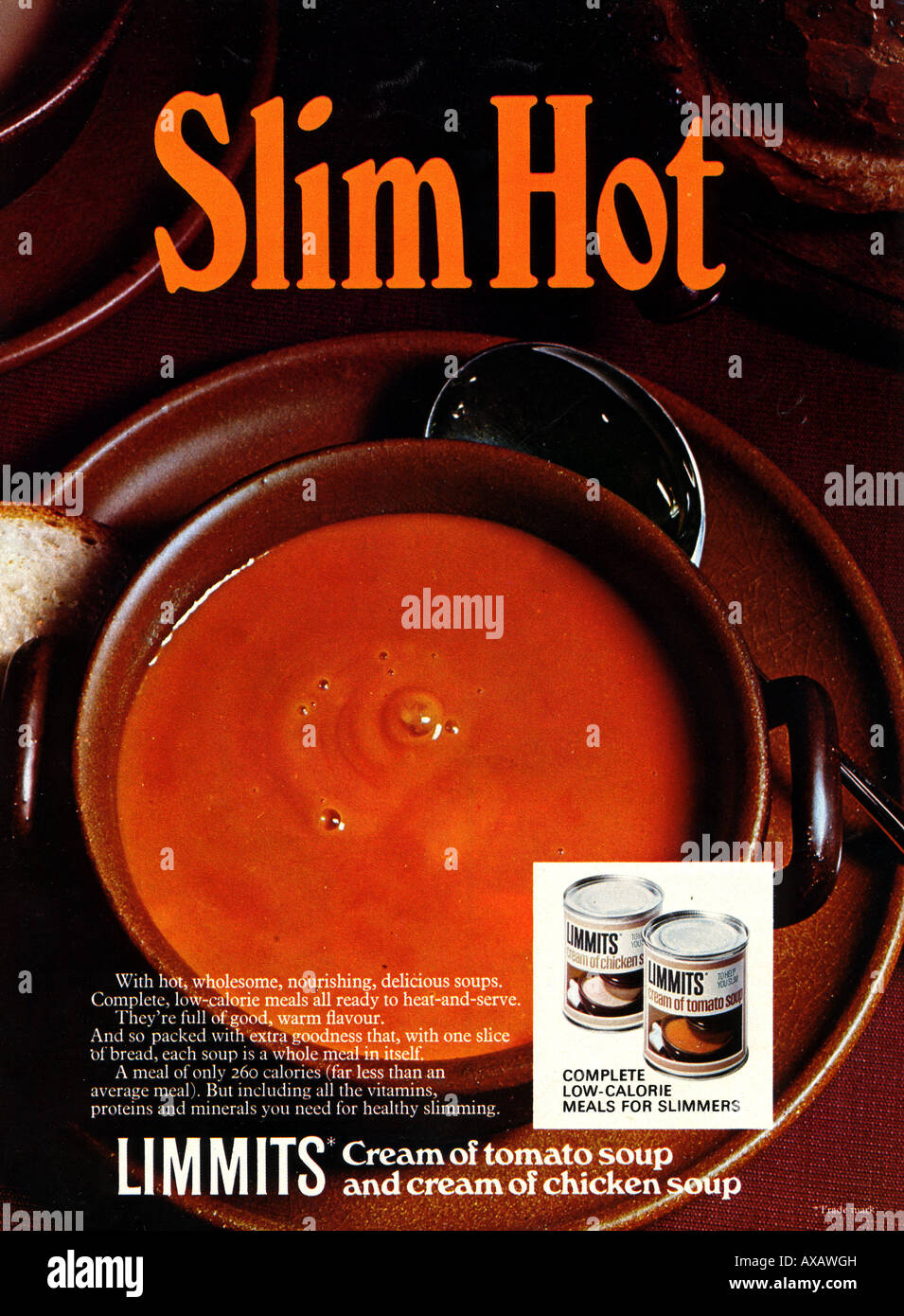 1960 aprile 1969 annuncio rivista per Limmits dimagrante zuppa di aiuto pasti per solo uso editoriale Foto Stock