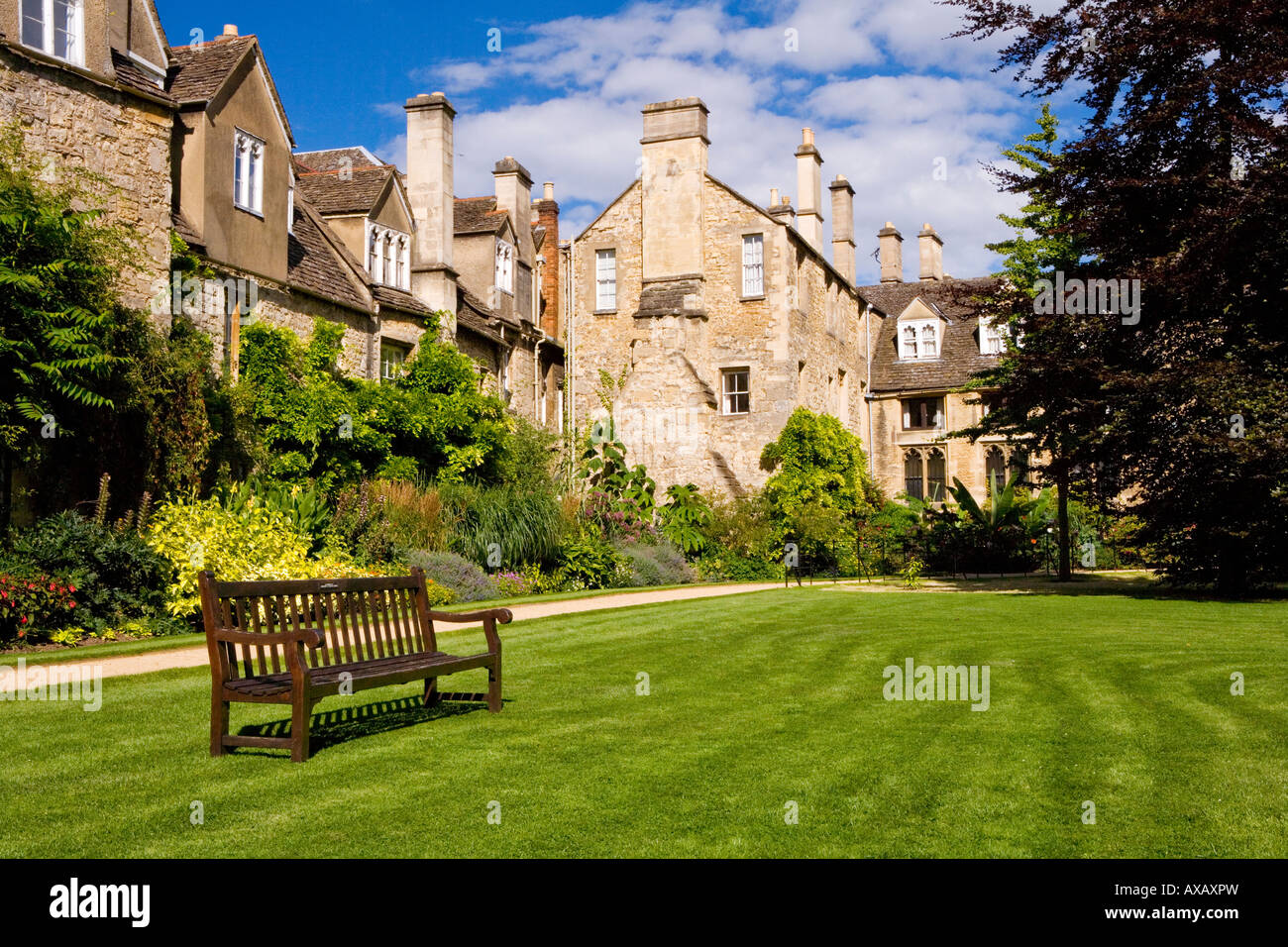 Worcester College Garden, Oxford University, Inghilterra, Regno Unito Foto Stock