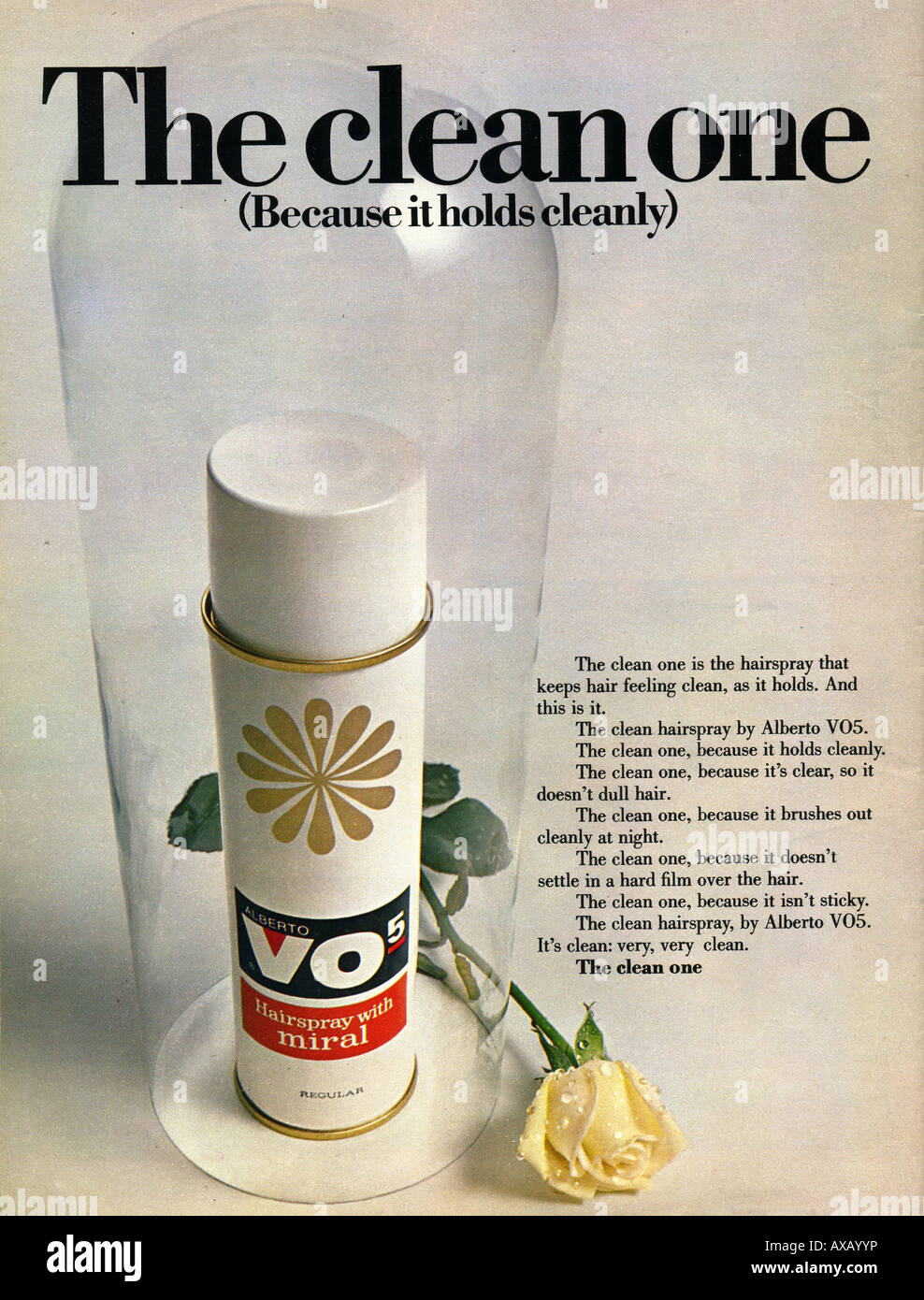 1960 aprile 1969 annuncio rivista per Alberto VO5 Hairspray per solo uso editoriale Foto Stock