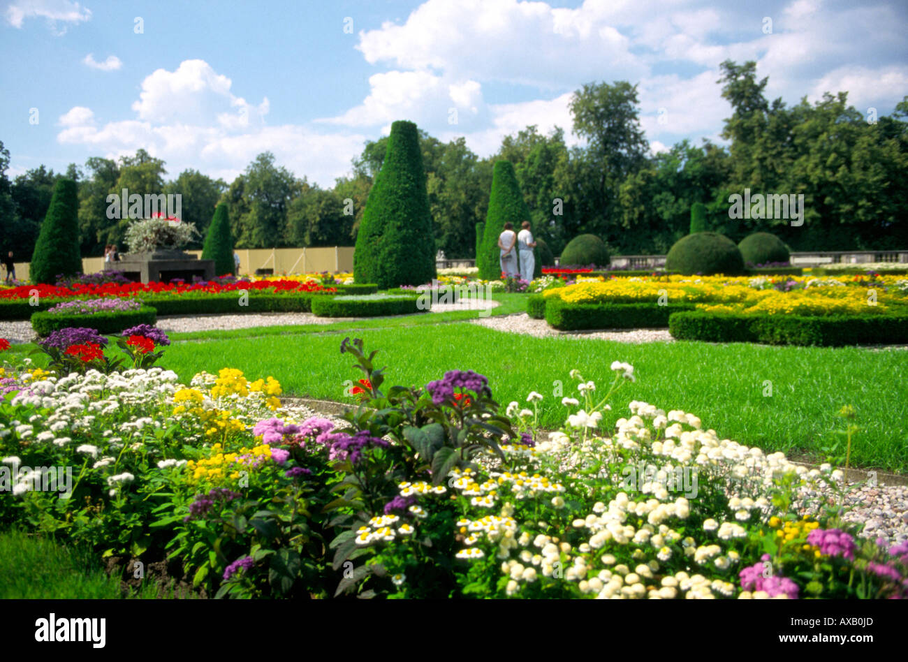 I giardini barocchi in Wilanow Park a Varsavia, Varsavia, Polonia Foto Stock
