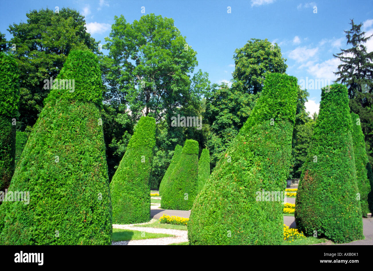 I giardini barocchi in Wilanow Royal Park a Varsavia, Varsavia POLONIA Foto Stock