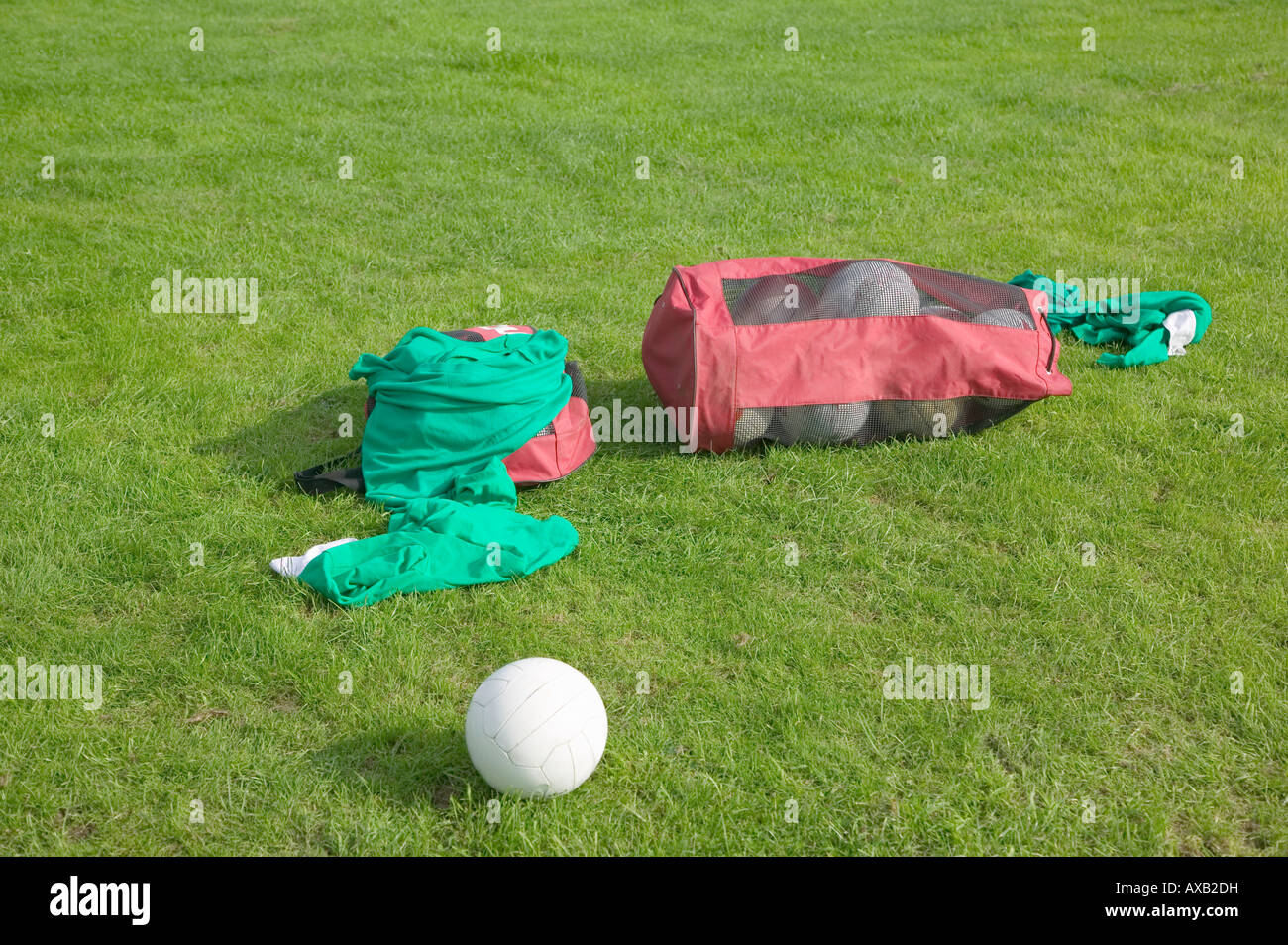 Pallone da calcio, il sacchetto e il kit per il Passo Foto Stock