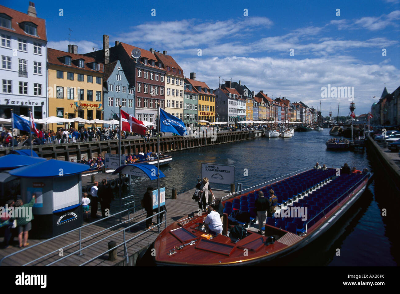 Nyhavn, Porto, Copenhagen DANIMARCA Foto Stock