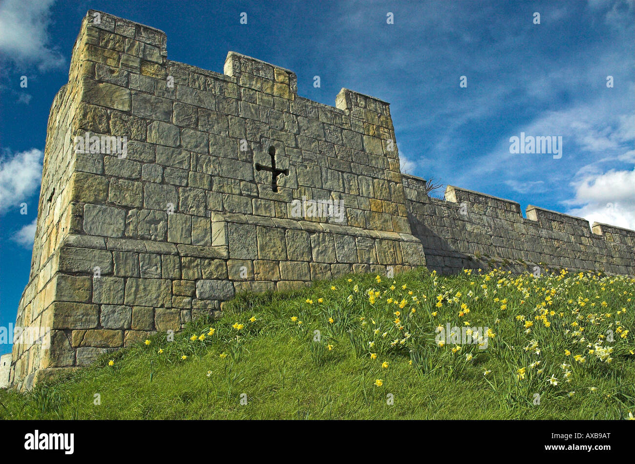 Mura medievali della città di York Foto Stock