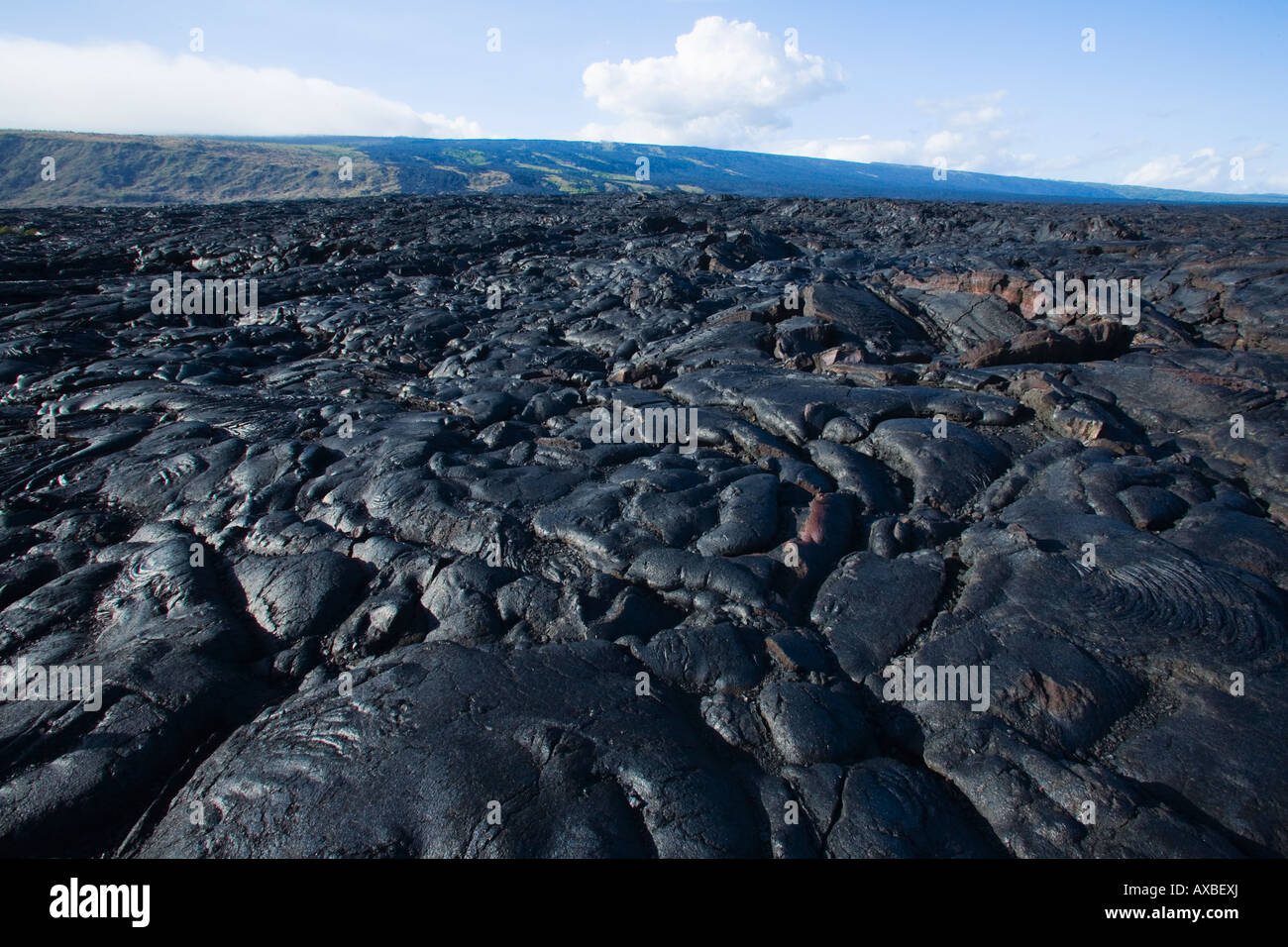 Un grande flusso di lava vicino alla costa in Hawai i vulcani del Parco Nazionale Foto Stock
