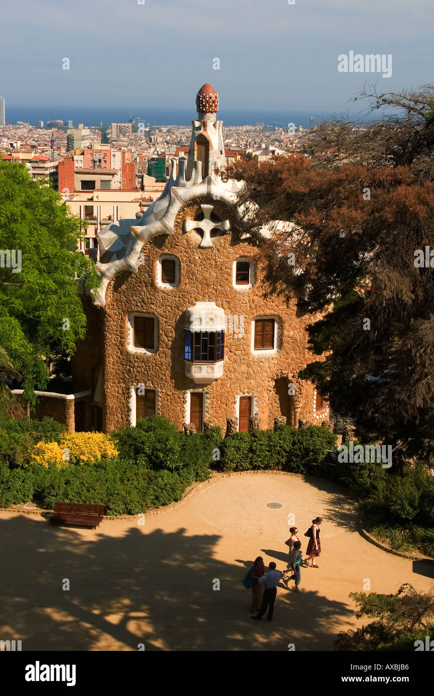 Barcellona Parc Güell di Gaudi porter s lodge Foto Stock