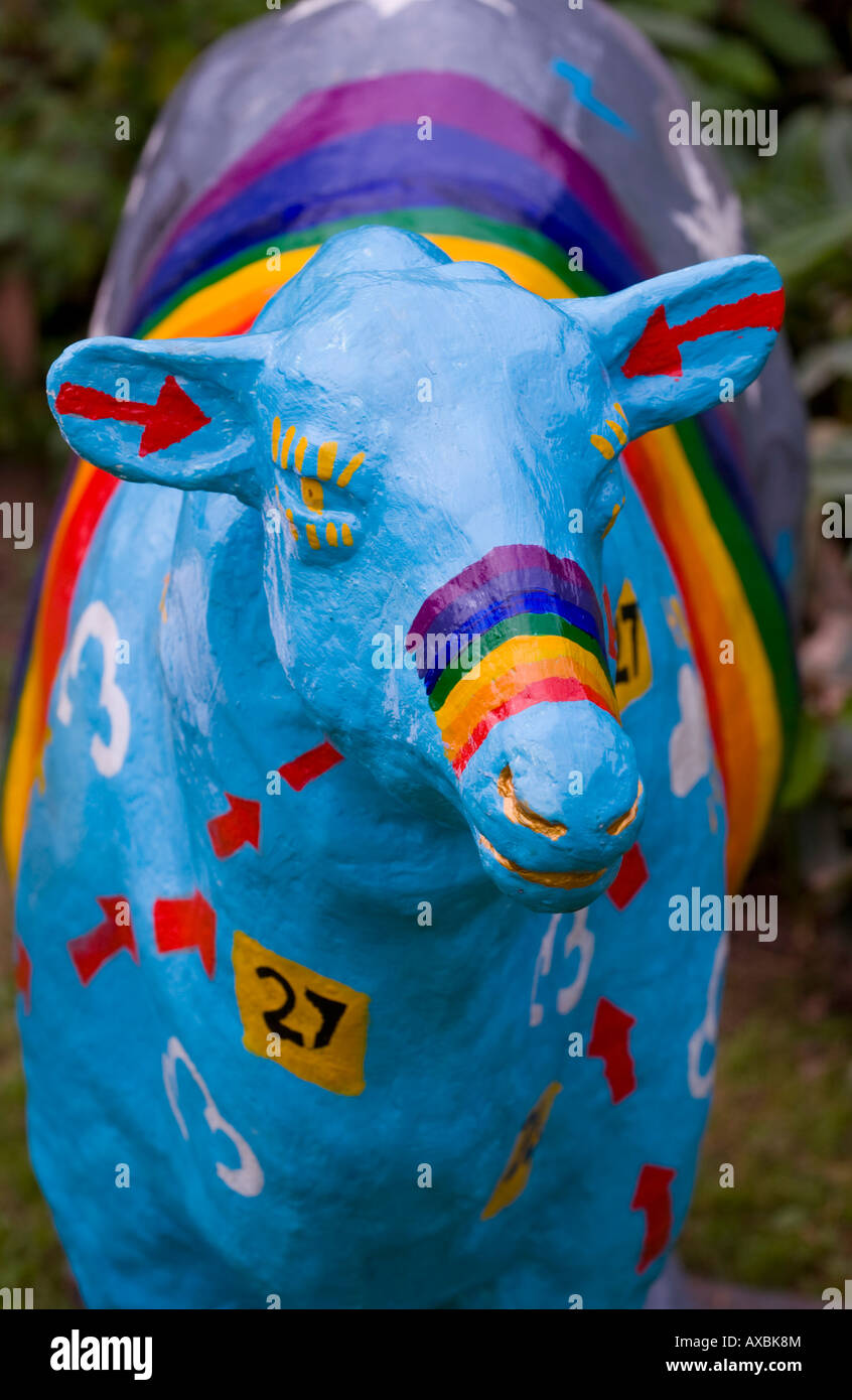 "Ovino castrato' Sheepscape lifesize Ovini art project alla mostra annuale di Cipolla Newent Fayre Newent Gloucestershire England UK UE Foto Stock