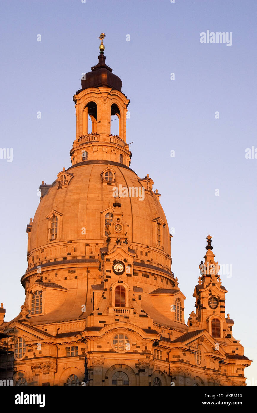DEU Frauenkirche di Dresda dopo la ricostruzione inaugurazione in Oktober 2005 Dresden ha subito un quasi totale distruzione nel Februar Foto Stock