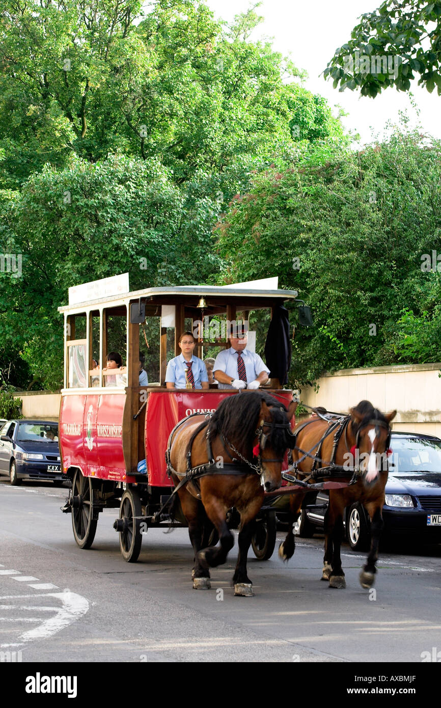 Il cavallo di tram, Città Vecchia, Varsavia, Polonia Foto Stock