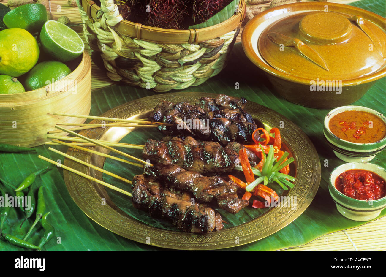 Il Sud Est Asiatico Saté alimentare Foto Stock