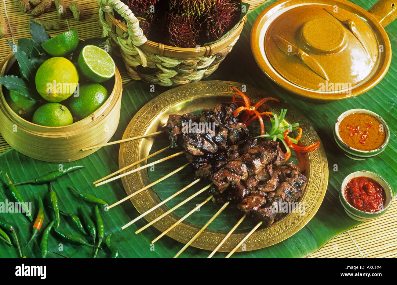 Il Sud Est Asiatico Saté alimentare Foto Stock