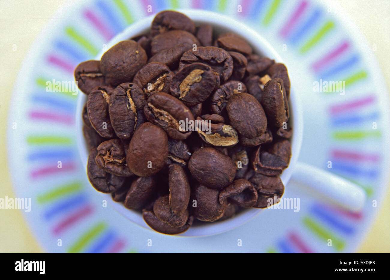 Kenyota i chicchi di caffè in una tazza di espresso Foto Stock